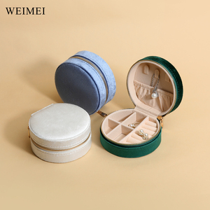 WEIMEI Custom Logo Elegant Travel Jewelry <b>Box</b> Plush Velvet <b>Mini</b> <b>Storage</b> Organizer Travel Jewelry <b>Box</b> - Product Image 1
