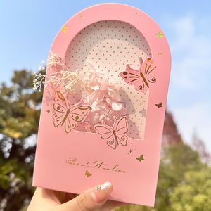 Nouvelle Arrivée : <span class=keywords><strong>Carte</strong></span> <span class=keywords><strong>Postale</strong></span> Exquise Style Enveloppe avec Motif Papillon Rêveur et Fleurs Séchées – Mini <span class=keywords><strong>Carte</strong></span> Pliante en Papier - Product Image 2