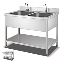 Table de préparation alimentaire pour restaurant et hôtel, table de travail en acier inoxydable, table de travail en métal robuste, évier commercial avec table