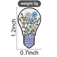 Broche en émail motif nature floral et ampoule, pour veste, sac, ou comme badge de revers