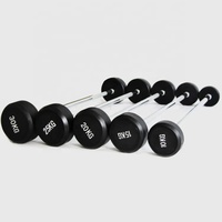 En caoutchouc Forme Ronde Droite Fixe Barbell Haltérophilie En Caoutchouc Enduit Fonte Solide Haltères Livraison Poids