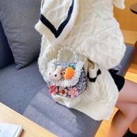 Sac à bandoulière tendance et mignon à motif floral pour bébés filles, avec motif de lapin de dessin animé, en coton et lin, fabriqué en Chine