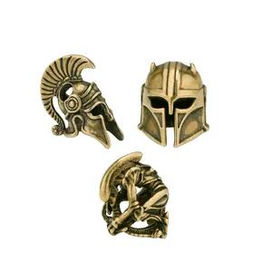 EDC knife pendant Retro crafts Greek Spartan helmet pendant brass knife pendant EDC umbrella rope