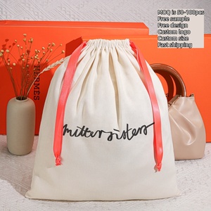 Sac à poussière en coton biologique sergé avec cordon de serrage, logo personnalisé imprimé, sac à poussière réutilisable en coton pour chaussures, sac à main, chapeau - Product Image 2