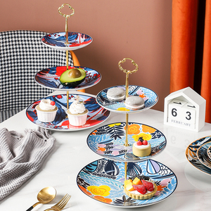 Soporte <span class=keywords><strong>de</strong></span> cerámica con diseño <span class=keywords><strong>de</strong></span> flores <span class=keywords><strong>de</strong></span> selva Tropical, para Tartas, 3 unidades - Product Image 1