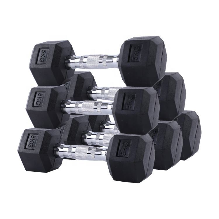 Rubber Coated Hexagon Dumbbell Set 5kg 10kg OEM