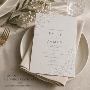 Invito Matrimoniale Botanico Senza Tempo Personalizzato, Stampa in Rilievo con Ramo d'Ulivo e Layout Tipografico Pulito - Product Image 2