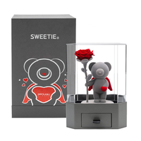 Boîte à bijoux en forme de rose avec collier, boucles d'oreilles et bague de fiançailles en peluche pour la Saint-Valentin