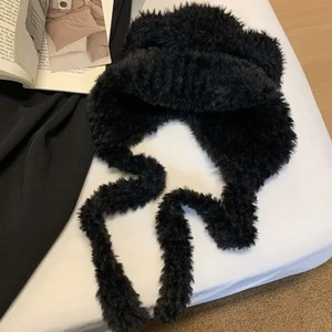 Gorro de Felpa con Orejas de Oso para Mujer, con Protector de Cuello, Forro Polar Cálido, Gorro Casual de Invierno para Mujer, Beige, Gris, Negro - Product Image 3