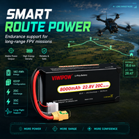 VIWIPOW Baterai Drone FPV Laris 22.8V 6S 8000mAh 20C Kapasitas Tinggi untuk Drone Balap Multirotor Bersertifikasi CE