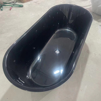Baignoire autoportante moderne de 1,2 à 1,7 m en acrylique noir avec robinet inclus – Idéale pour hôtels et appartements – Vente chaude
