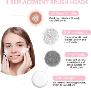 Brosse nettoyante électrique rechargeable pour le visage, appareil de beauté 5 en 1, têtes de brosses, exfoliant pour le visage, étanche, pour purifier la peau - Product Image 3