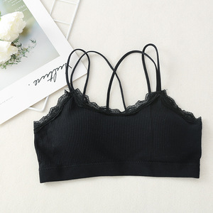 Ladies Wire Free Push up Breathable Lace Sports Bra Sexy Solid Color Women's Underwear Thin Shoulder - Product Image 5