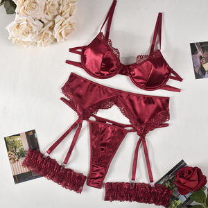 2024 Ventes directes d'usine <span class=keywords><strong>Lingerie</strong></span> Sexy Push up <span class=keywords><strong>Lingerie</strong></span> <span class=keywords><strong>en</strong></span> dentelle pour femmes Ensemble soutien-gorge et slips <span class=keywords><strong>en</strong></span> soie Ultra-mince - Product Image 6