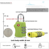 Serrure à combinaison mécanique TSA338 - Matériau ABS, petite taille pour bagages, casier de gym et sac
