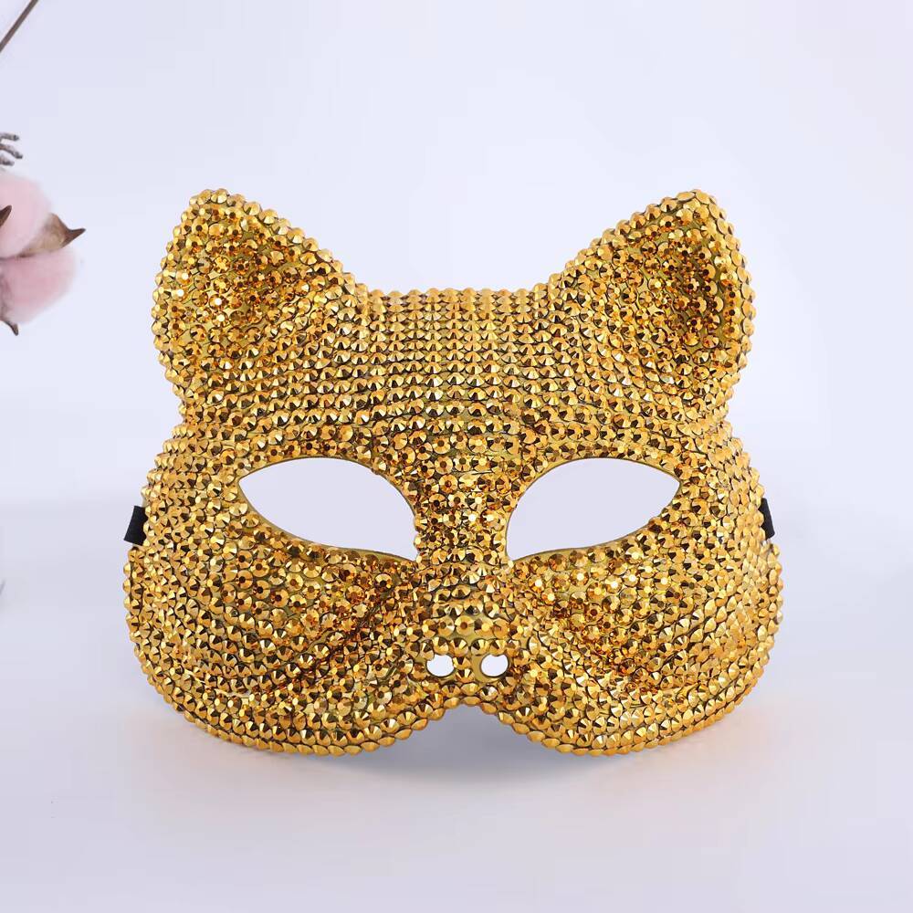 Three gold diamond cat girl masks