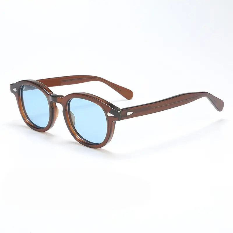 Kacamata hitam Johnny Depp, kacamata hitam gaya desainer merek pria wanita, kacamata bingkai asetat Vintage terpolarisasi, kacamata matahari untuk pria UV400 Oculos