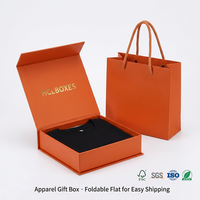 Ensemble de boîtes et sacs en papier haut de gamme, design orange, pliables magnétiquement, pour vêtements personnalisés, pour cadeau