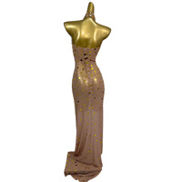 Robe de soirée dorée sans manches pour banquet, bal de promo, tapis rouge, avec strass, longue jusqu'au sol, pour femme, robe de gala, tenue de festival, grande taille