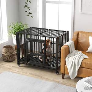 Cage de caisse pour chien en métal pliable empilable et robuste Chenil diviseur de 43 pouces avec plateau amovible - Product Image 1