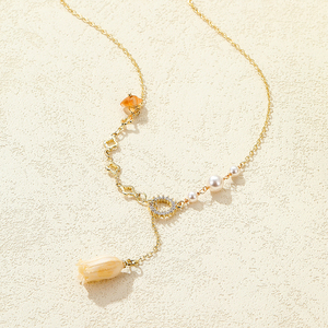 Collana Artigianale Romantica con Catena a Maglie in Rame Placcato Oro 14K, Stile Bohemien, con Ciondolo in Resina a Fiori Pressati, Regalo Naturale a Forma di <span class=keywords><strong>Campanula</strong></span> - Product Image 2
