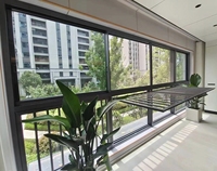 Ventana Corredera de Aluminio de Doble Vidrio para Balcón Exterior, Plegable, Moderna, Impermeable e Insonorizada, de Alta Calidad para Apartamento