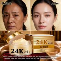 Crème pour le visage au collagène pur 24K 50 ml, crème pour les yeux contre les cernes et les poches, réduisant les ridules, crème au collagène pour le visage