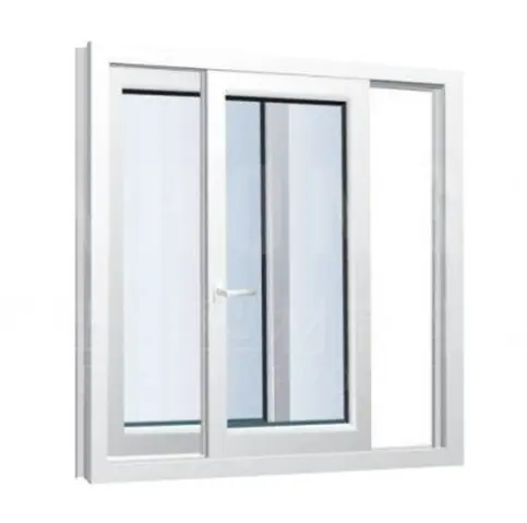 Fenêtre coulissante horizontale en aluminium blanc, 1 pièce, avec motif floral