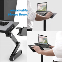 Meja Laptop Aluminium Lipat yang Dapat Disesuaikan dengan Kipas Pendingin Ganda dan Alas Mouse untuk Tempat Tidur, Sofa, Kantor Rumah, dan Pekerjaan Ergonomis Sehari-hari