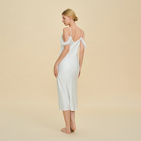 Robe de Nuit Sexy Sans Manches Épaules Dénudées en Faux Acétate, Col Luxe Léger, Cadeau Demoiselle d'Honneur, Robe de Nuit pour Filles et Femmes – Vente en Gros