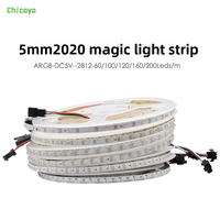 Haute luminosité SPI WS2812 voiture LED bande étroite 5mm largeur 5V WS2812B 2020 200leds RGBIC Digital Pixels bande de lumière LED Flexible