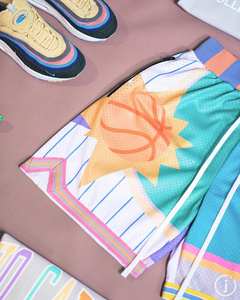 2024 बस बास्केटबॉल जाल स्पैन्डेक्स/पॉलिएस्टर पर्यावरण के अनुकूल त्वरित शुष्क शॉर्ट्स लुभावनी विंटेज शैली कढ़ाई जेब मध्य - Product Image 3