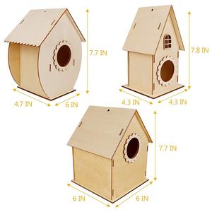 Commercio all'ingrosso della fabbrica dei bambini di legno della casa degli uccelli Set di Graffiti, decorazione esterna del giardino appeso in legno gabbia degli uccelli - Product Image 5