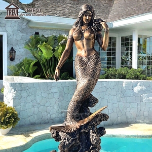 TREVI High Quality Casting Brass Life Size <strong>Bronze</strong> Mermaid <strong>Statue</strong> For Outdoor Garden Decor - Product Image 4