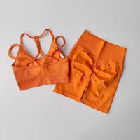Nouvel Ensemble de Vêtements de Sport Personnalisé pour Femmes : Tenue de Fitness d'Entraînement Sans Couture Comprenant une Brassière de Sport et un Short Galbant pour Gym et Yoga