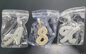 Hip hop bling grand pendentif initial glacé plaqué or mirco pavé baguette zircon bijoux de mode patron Don pendentif - Product Image 5