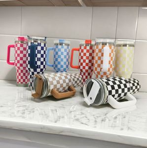 Custom Color Travel Vacuum <b>Flasks</b> 40oz Powder Coating Stainless Steel 40 oz Tumbler <b>with</b> Handle and <b>Straw</b> Mugs - Product Image 2