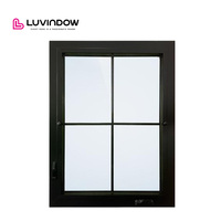Fenêtre à cadre en aluminium de style américain Luvindow Fenêtre résidentielle à double vitrage sécurisé Ouverture à manivelle vers l'extérieur Fenêtre à battants