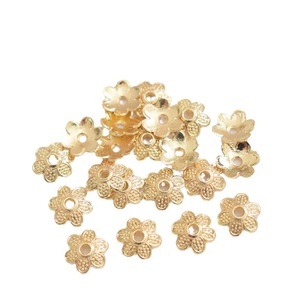 Perles en gros plaquées or 14k 18k, perles intercalaires, embouts en <span class=keywords><strong>laiton</strong></span> argenté rose, capuchons de perles en forme de fleur pour la fabrication de bijoux et colliers - Product Image 6