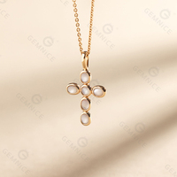 Gemnel Meilleur Prix Bijoux de Mode Anti-ternissement Pendentif Croix en Argent 925 avec Nacre Collier