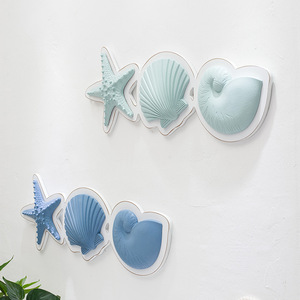 Mediterranean Resin <b>Wall</b> <b>Decor</b> Starfish Scallop Conch Shell Set Home <b>Decor</b> Hanging Ornaments Bedroom Entryway Decoration - Product Image 2