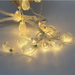 Battery Powered 10 Golden Mesh Teardrop LED String Light 1M 10LED Christmas Decoration Light