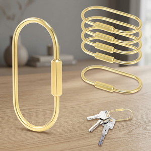 Brass Carabiner <b>Keychain</b> Durable Metal Key Organizer Clip for Backpack Belt Loop Camping Business Gifts and Daily Use - Product Image 3