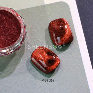 Bedak poles Gel longgar warna merah Super terang, TERBARU untuk seni kuku bubuk mata kucing - Product Image 6