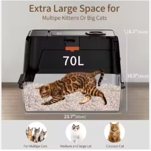 Caixa de Areia para Gatos em Aço Inoxidável de Alta Resistência com Controle por Toque e Sistema de Remoção de Odores, Sanitário Portátil Anti-Splash para Animais de Estimação - Product Image 4