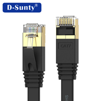 Cable Ethernet Plano para Exteriores Cat7 PVC STP 5m 10m 15m Negro, Cable de Conexión de Red de Alta Velocidad de Cobre Puro para Proyectos, Venta al Por Mayor