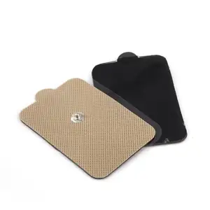 60*90mm Apricot color Snap on electrode pad portable machine self adhesive carbon electrode pads