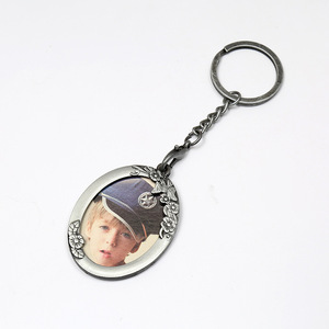 Custom logo Photo Key Ring Double-sided Crystal Keychain Corporate logo Promotional Metal Keychain