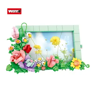 Woma玩具C0285 336件花朵相框建筑砖玩具塑料ABS积木儿童玩具套装