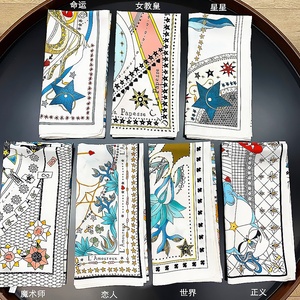 Pañuelo Decorativo Multifuncional de Seda Imitada con Estampado de <span class=keywords><strong>Tarot</strong></span> Personalizado para Mujer, 53 cm, Primavera Verano - Product Image 6